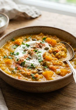 High-Protein Butternut Lentil Soup