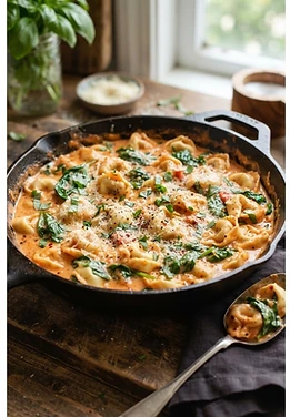 One-Pan Creamy Tortellini with Spinach