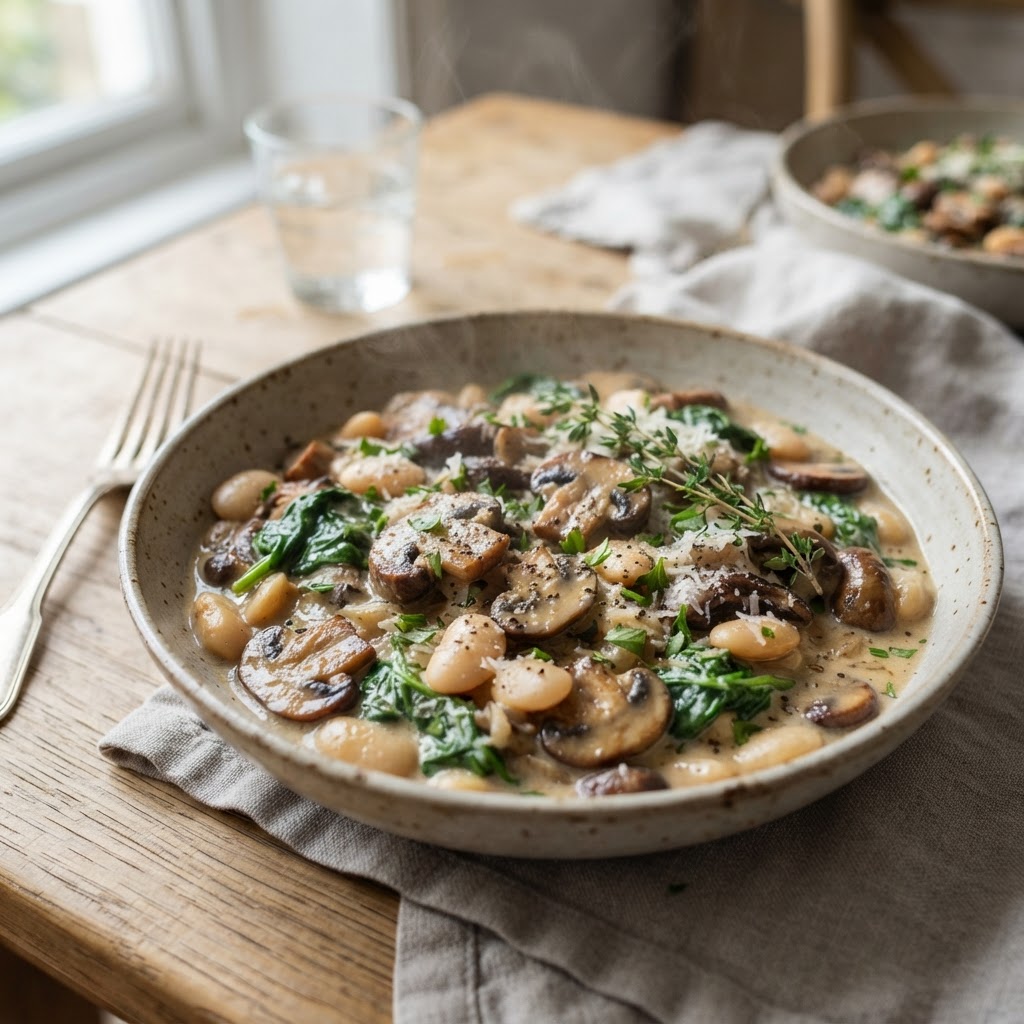 Creamy Mushrooms and Butter Beans
