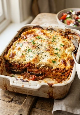 Roasted Eggplant Lentil Moussaka