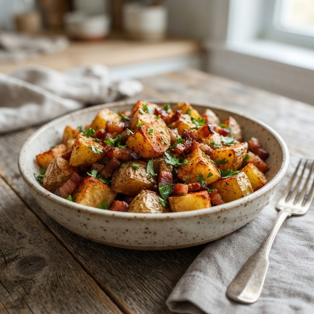 Crispy Roasted Potatoes with Smoky Bacon