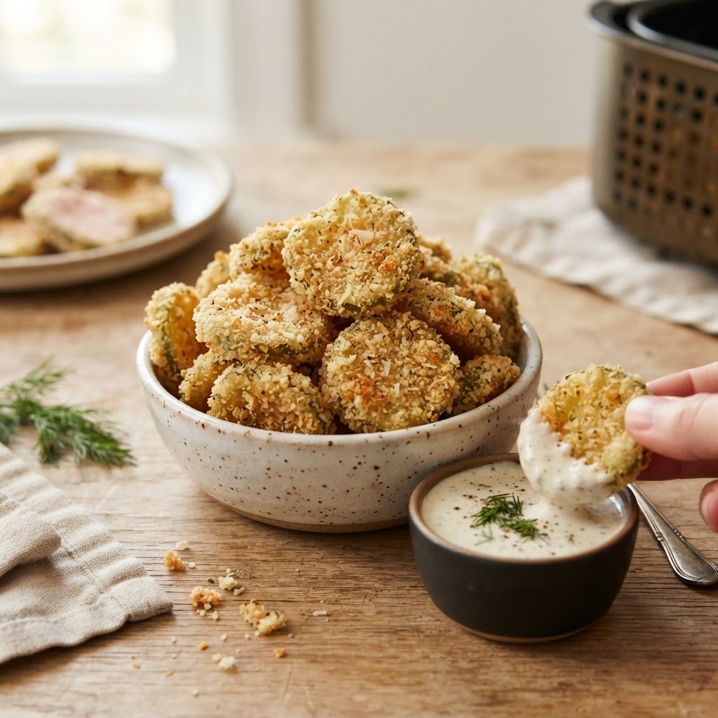 Air Fryer Parmesan Pickle Chips