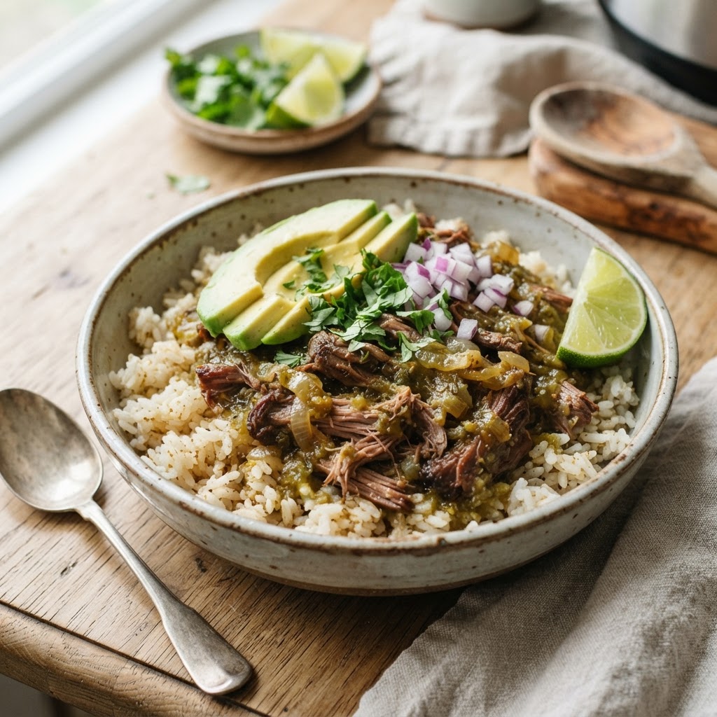 Slow Cooker Pork Verde Bowls