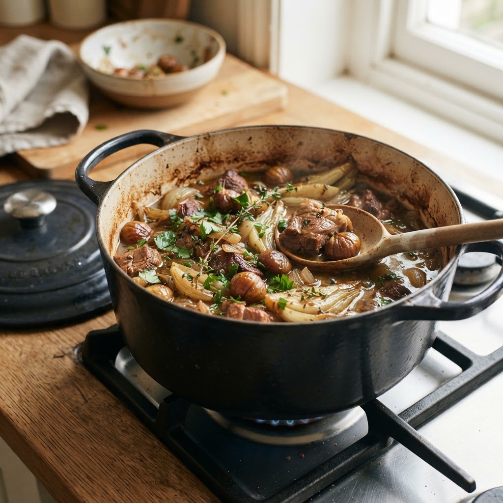 Pork and Chestnut Stew with Fennel