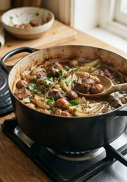 Pork and Chestnut Stew with Fennel