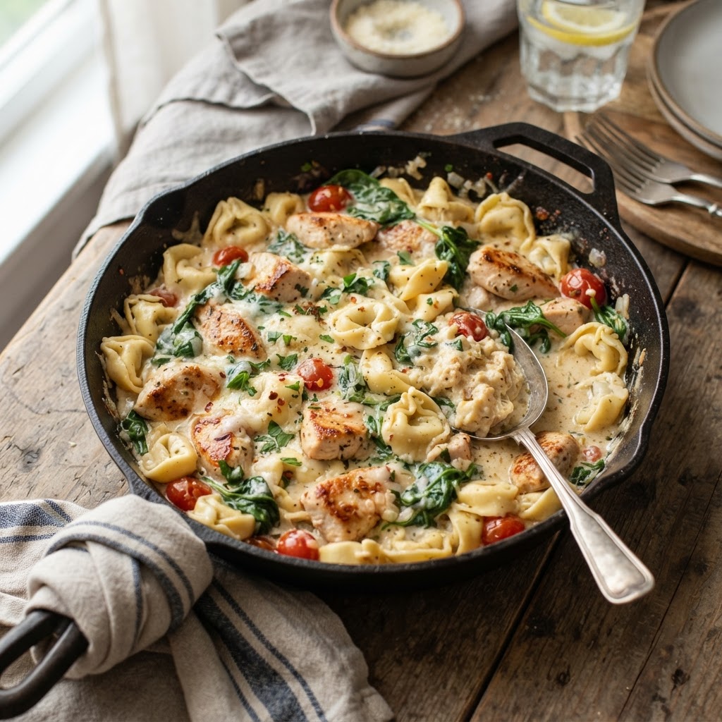 Creamy Chicken Tortellini Skillet