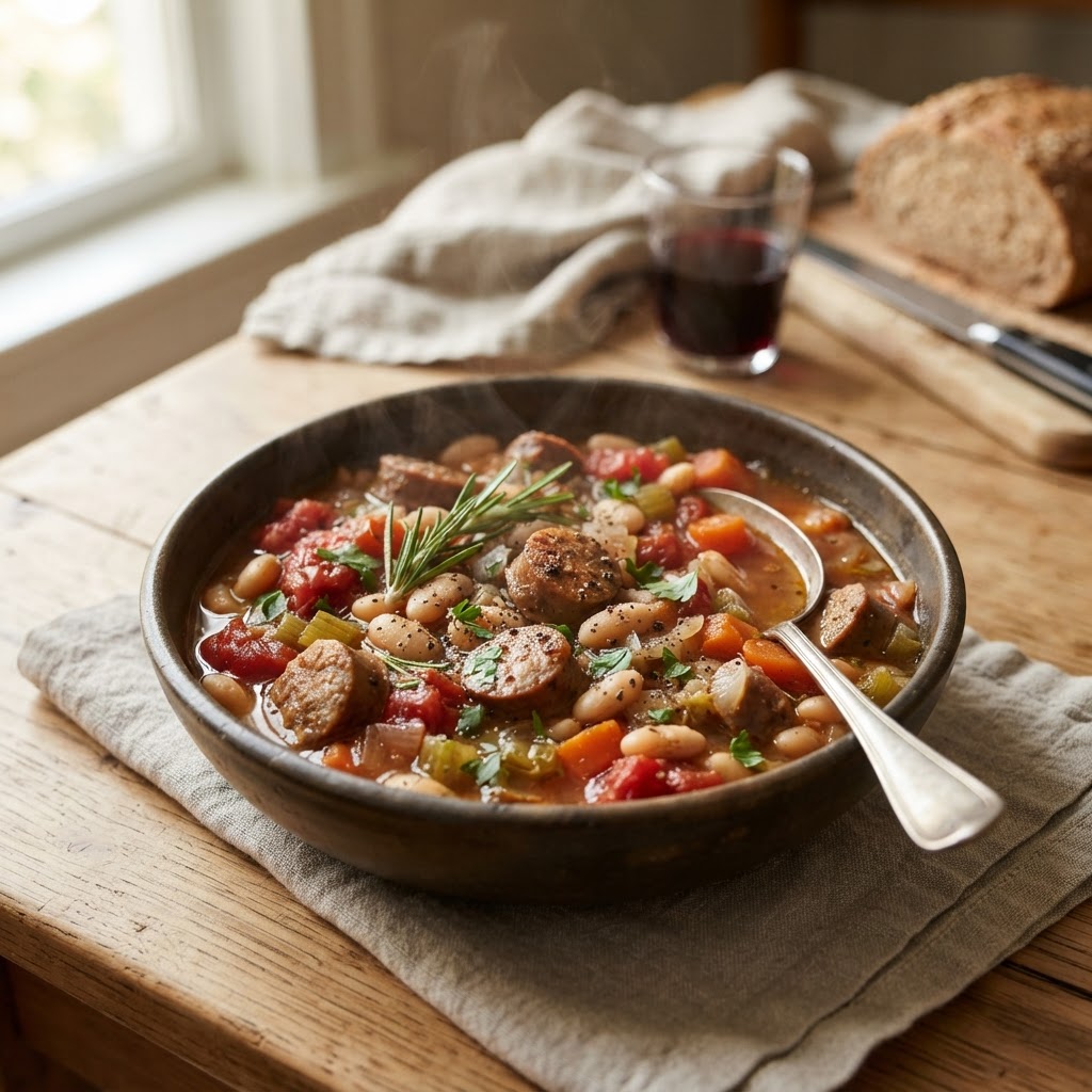 Slow Cooker Sausage White Bean Ragout