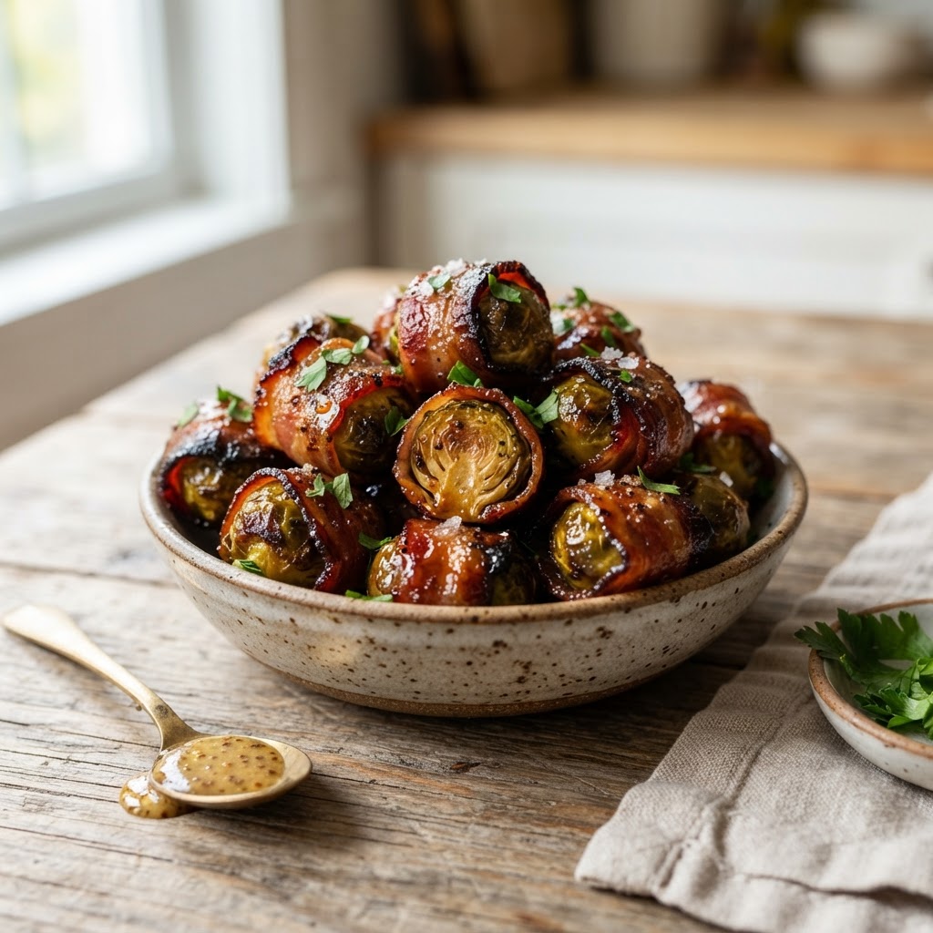 Air Fryer Bacon-Wrapped Brussels Sprouts