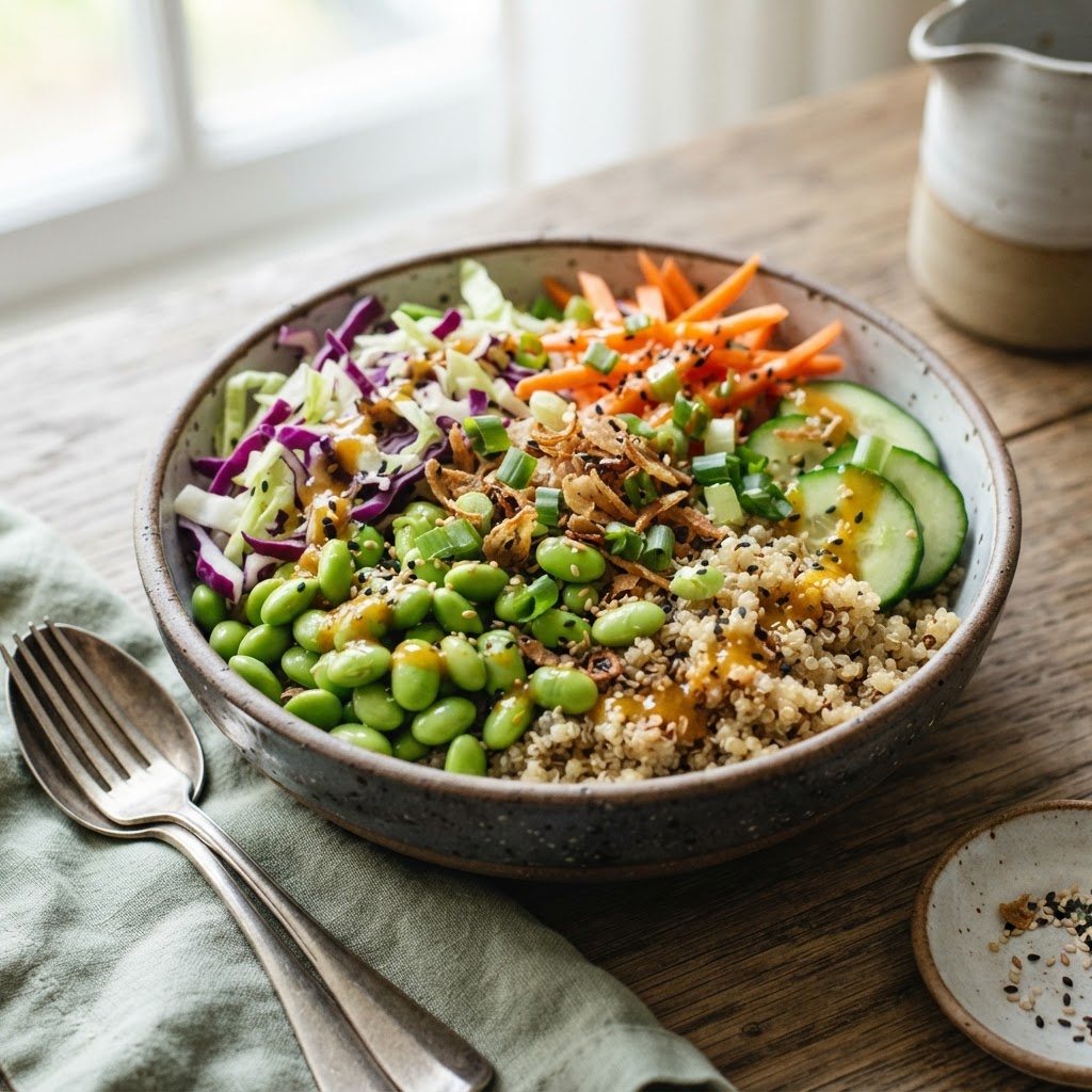 Edamame Quinoa Crunch Bowls