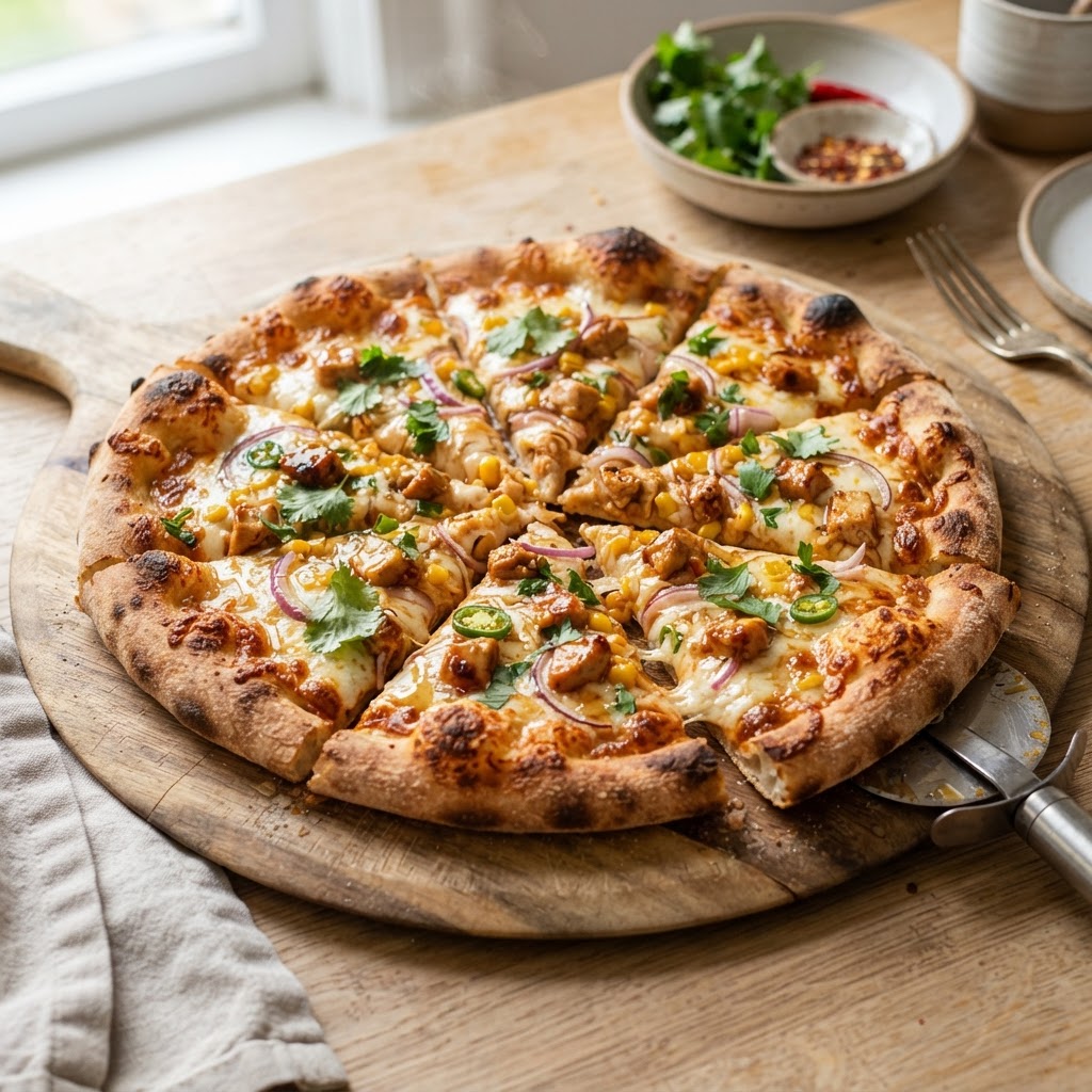 Hot Honey Chicken and Corn Pizza