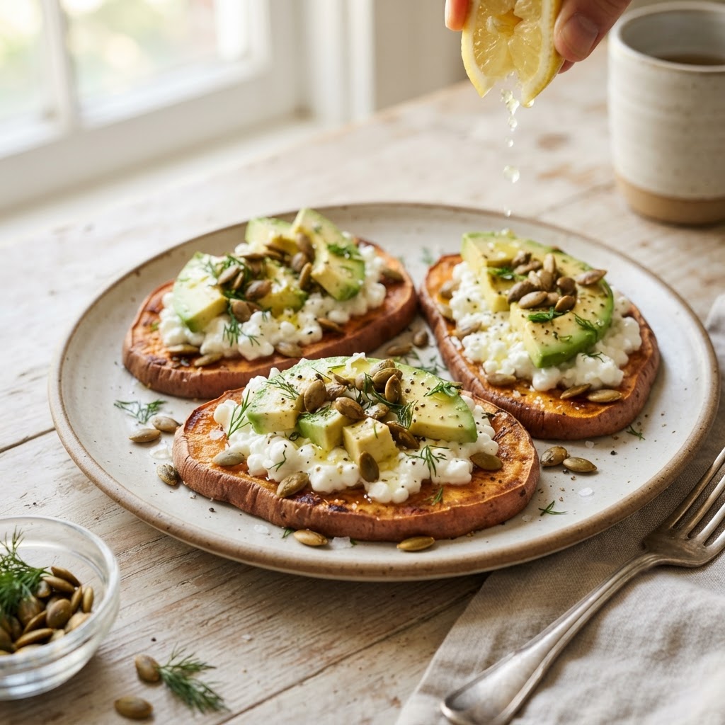 Sweet Potato Toast with Cottage Cheese