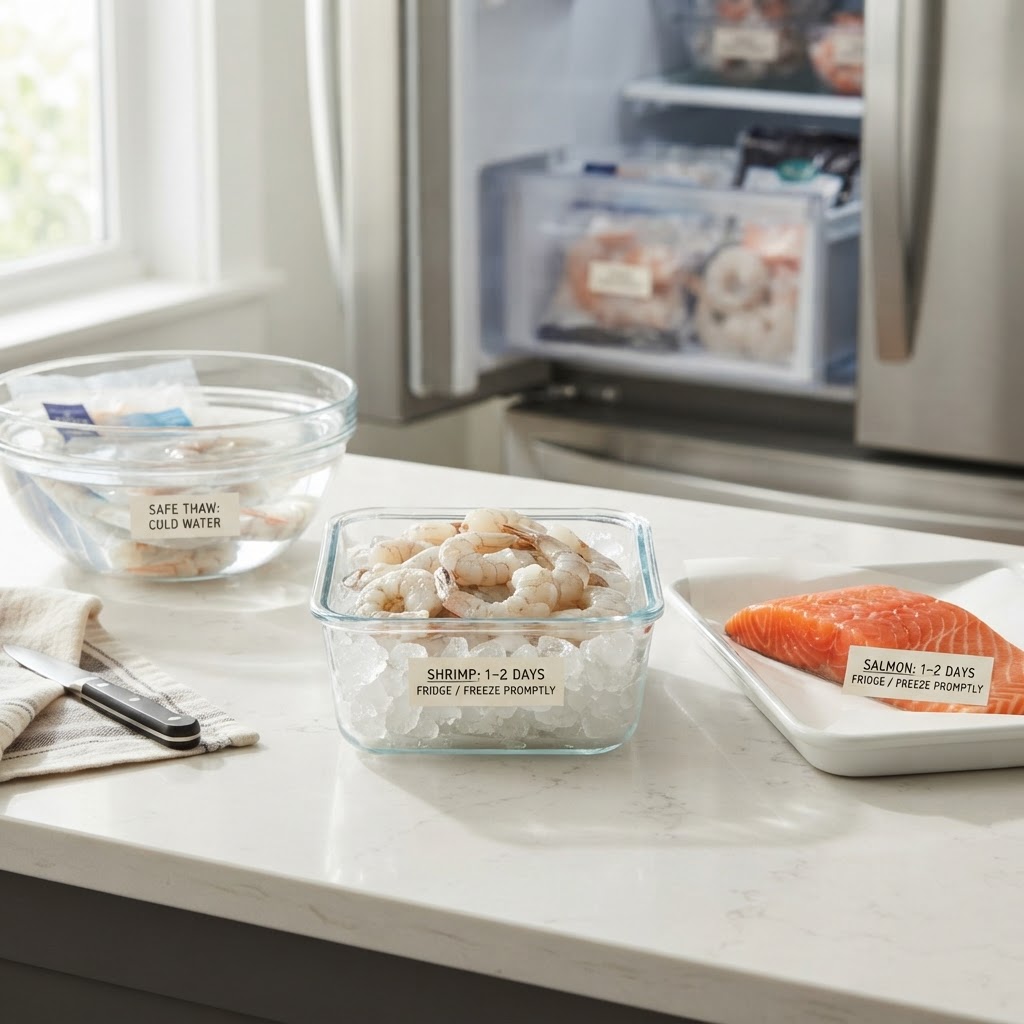 Fish and Shrimp Storage: Fridge Life, Freezing, and Safe Thawing