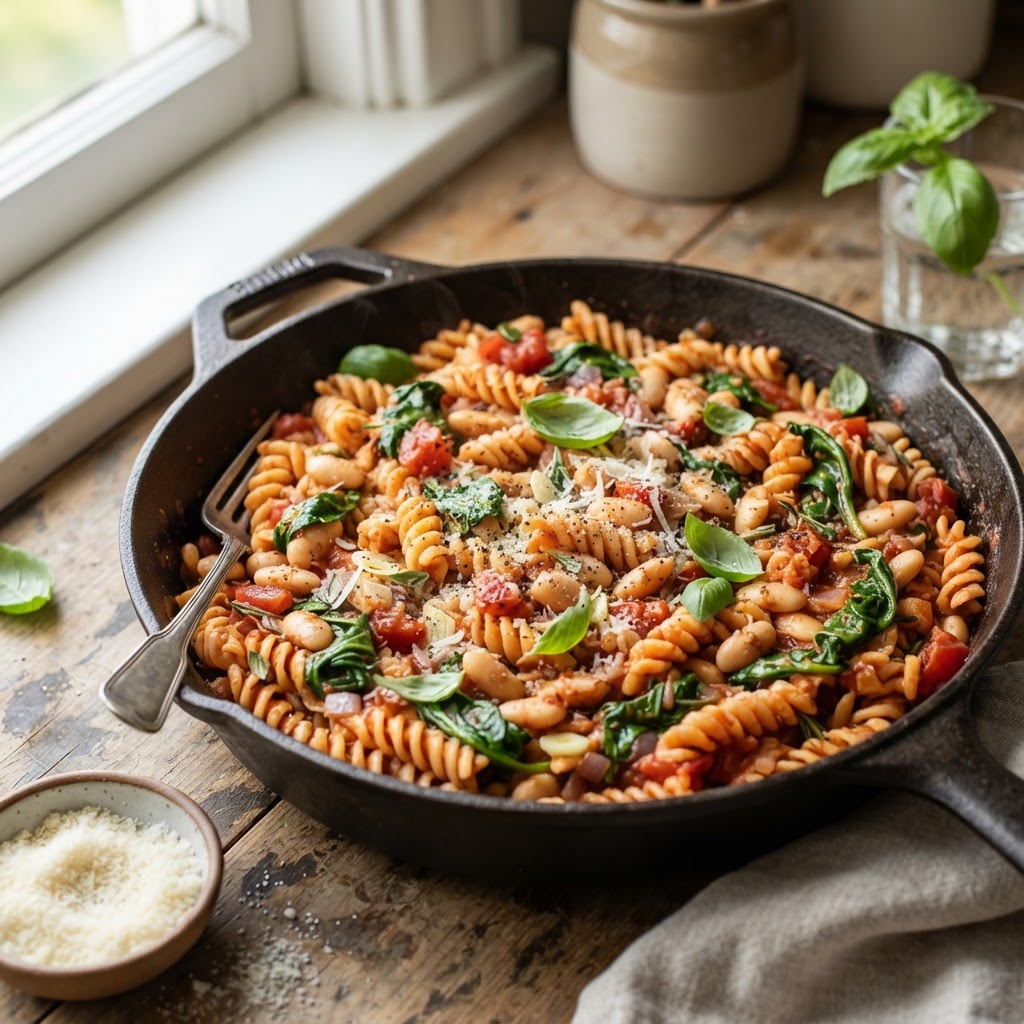 One-Pot Tuscan White Bean Pasta