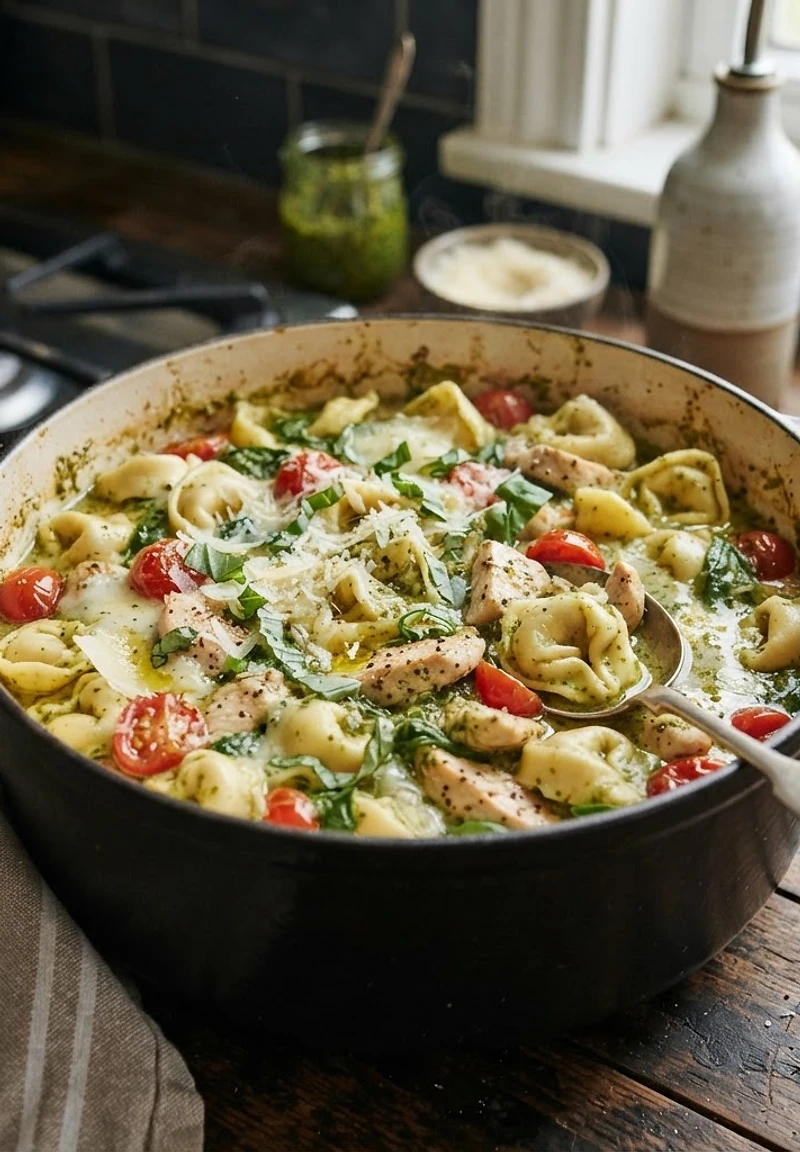 One-Pot Pesto Chicken Tortellini