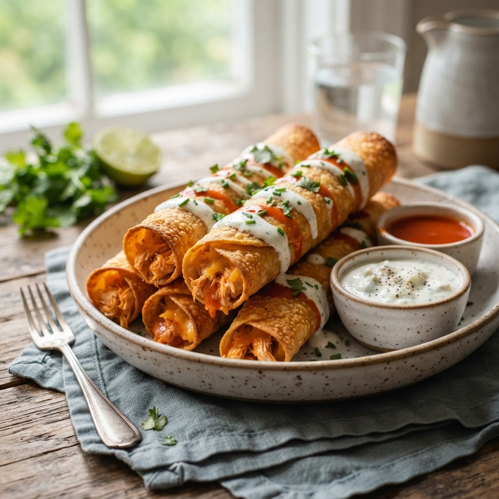 Air Fryer Buffalo Chicken Taquitos