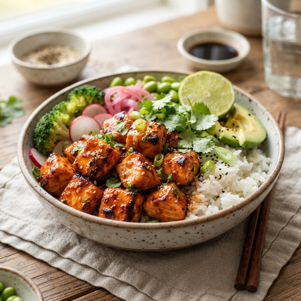 Air Fryer Honey Sriracha Salmon Bites