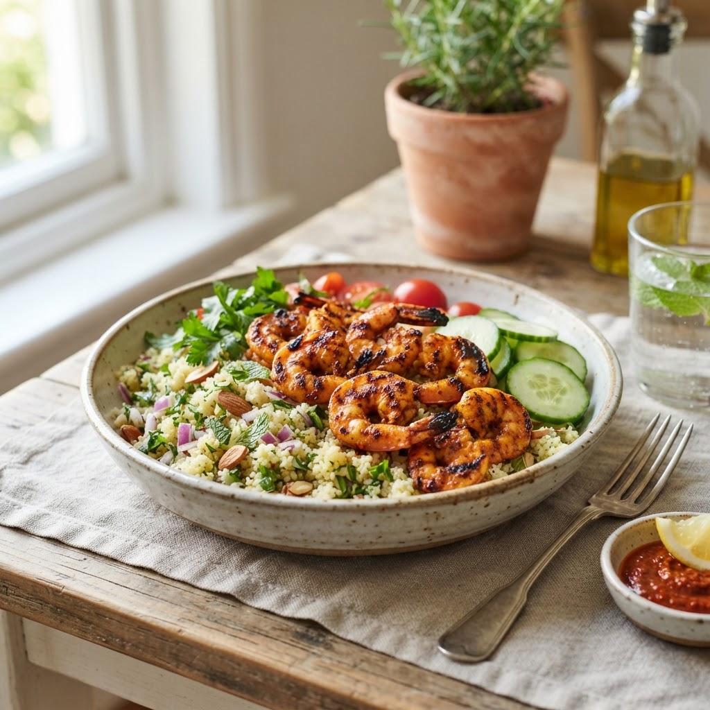 Grilled Harissa Shrimp with Couscous
