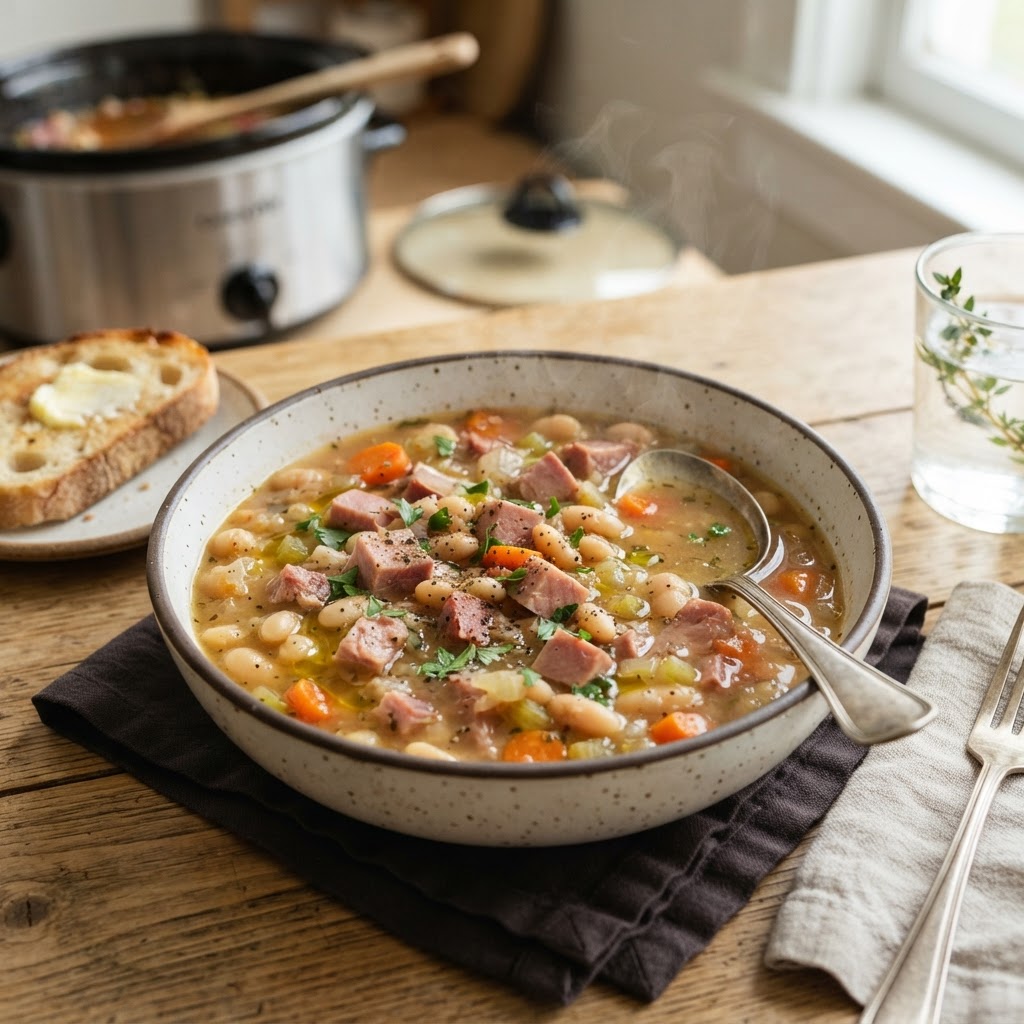Slow Cooker Ham and White Bean Soup