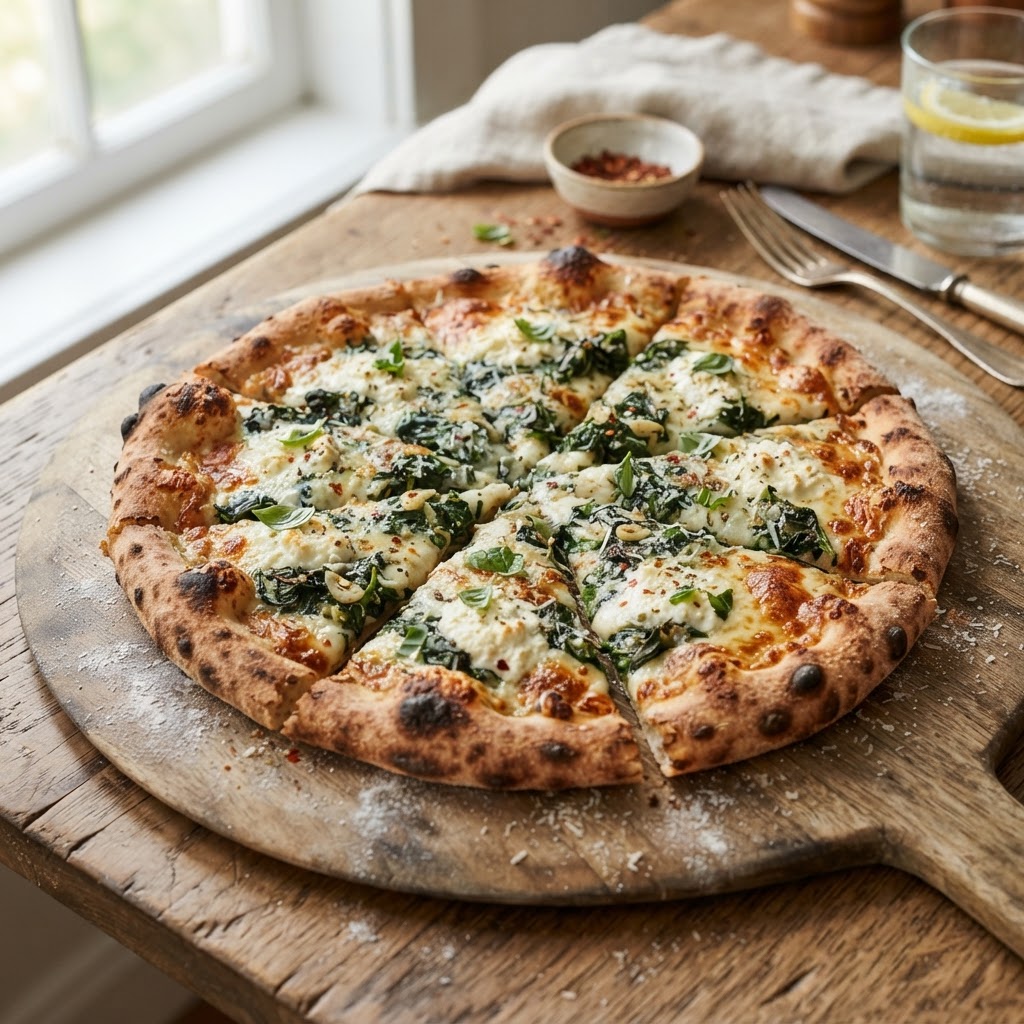 White Pizza with Spinach and Ricotta