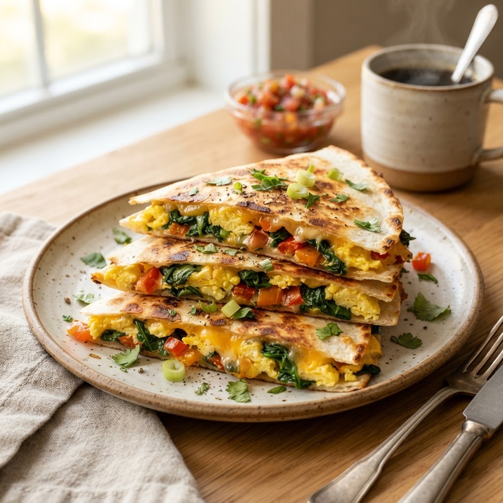 Egg and Spinach Breakfast Quesadillas
