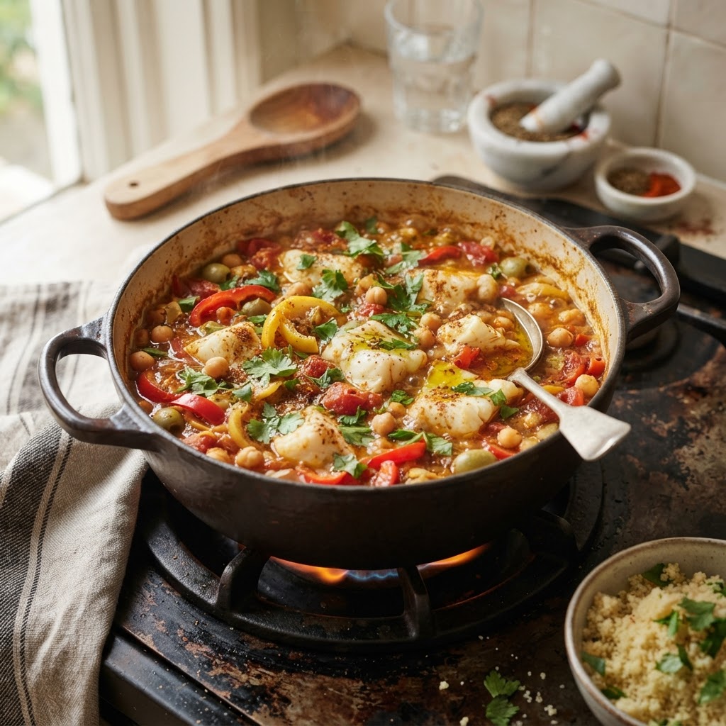 Moroccan Fish Stew with Chickpeas