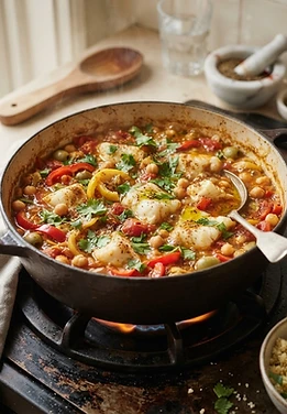 Moroccan Fish Stew with Chickpeas