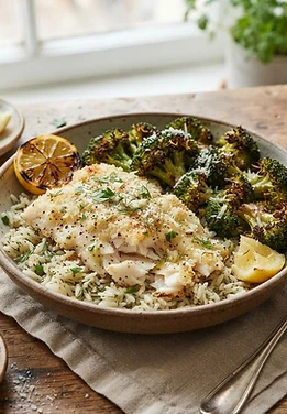 Lemon Parmesan Tilapia Rice Bowls
