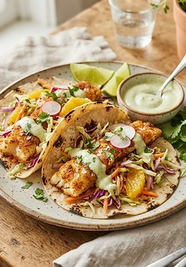 Air Fryer Fish Tacos with Citrus Slaw