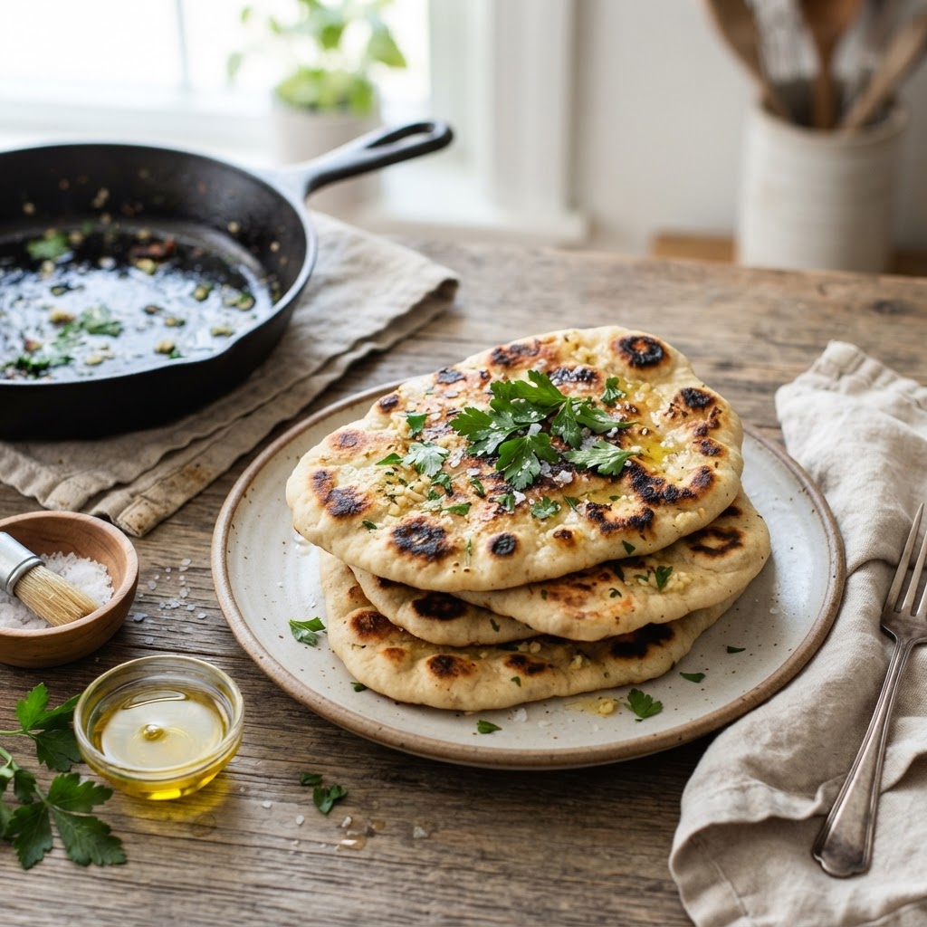 Skillet Garlic Herb Flatbread