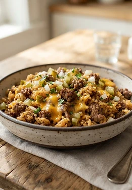 American Cheeseburger Fried Rice