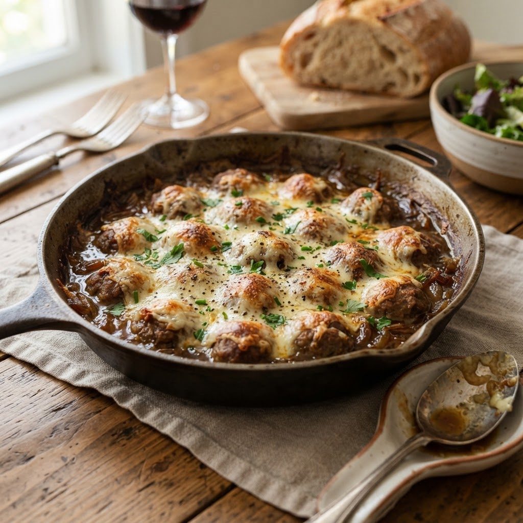 French Onion Beef Meatballs
