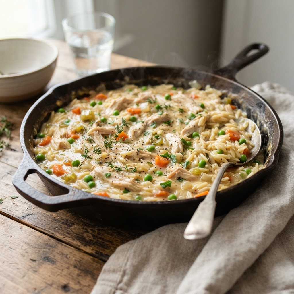 One-Pot Chicken Pot Pie Orzo