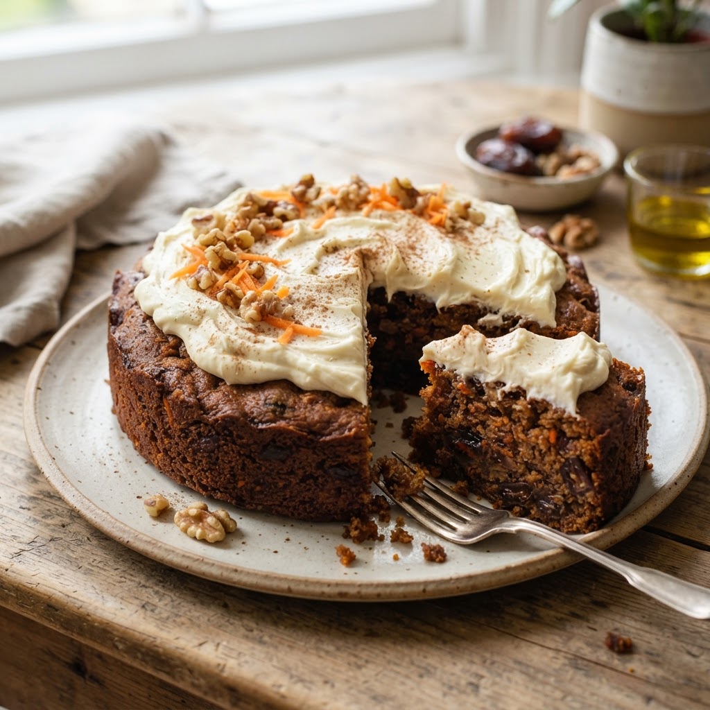 Olive Oil Carrot Cake with Dates