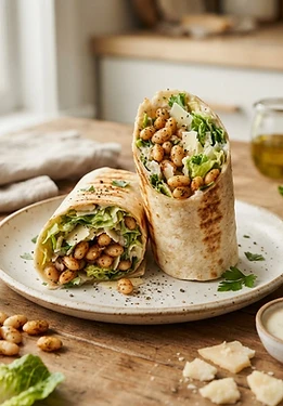 Crispy White Bean Caesar Wraps