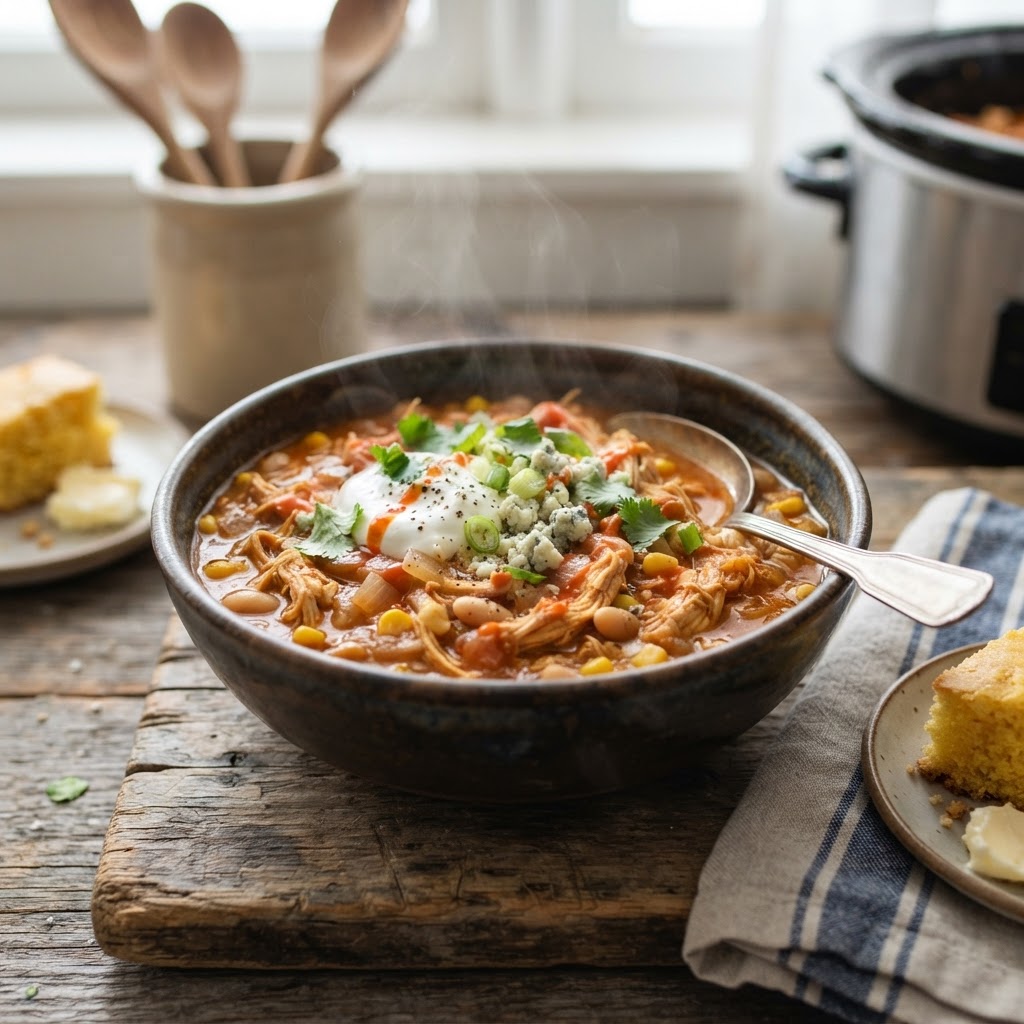 Slow Cooker Buffalo Chicken Chili