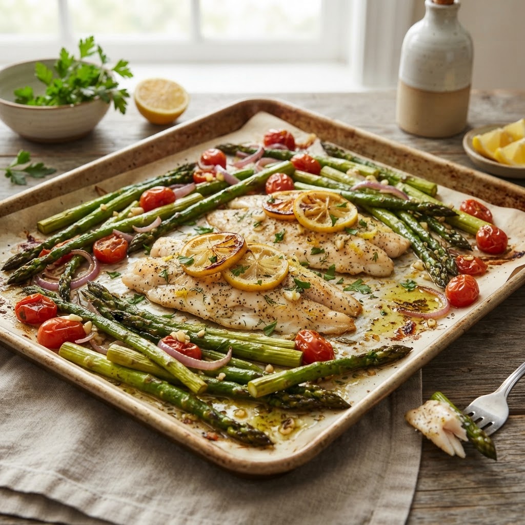 Sheet Pan Lemon Herb Tilapia and Asparagus