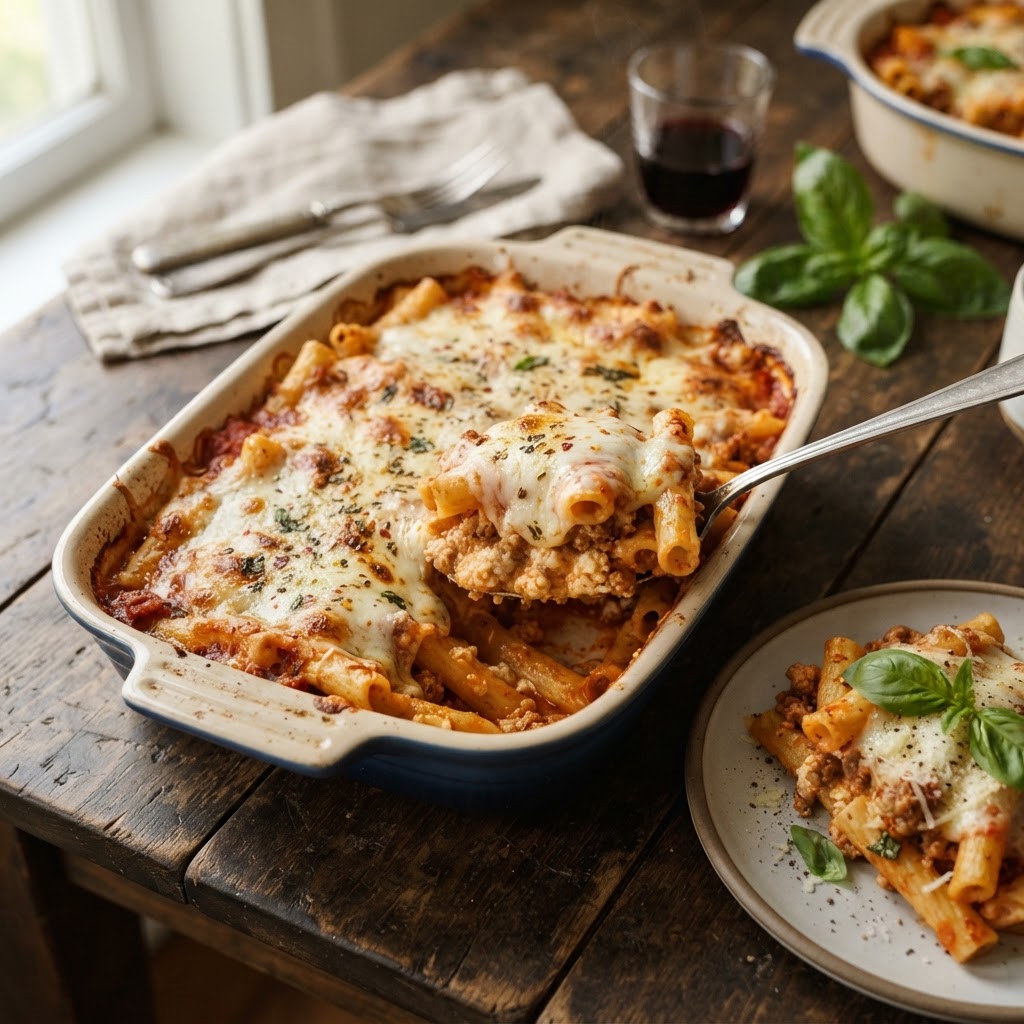 High-Protein Cottage Cheese Baked Ziti with Lean Turkey