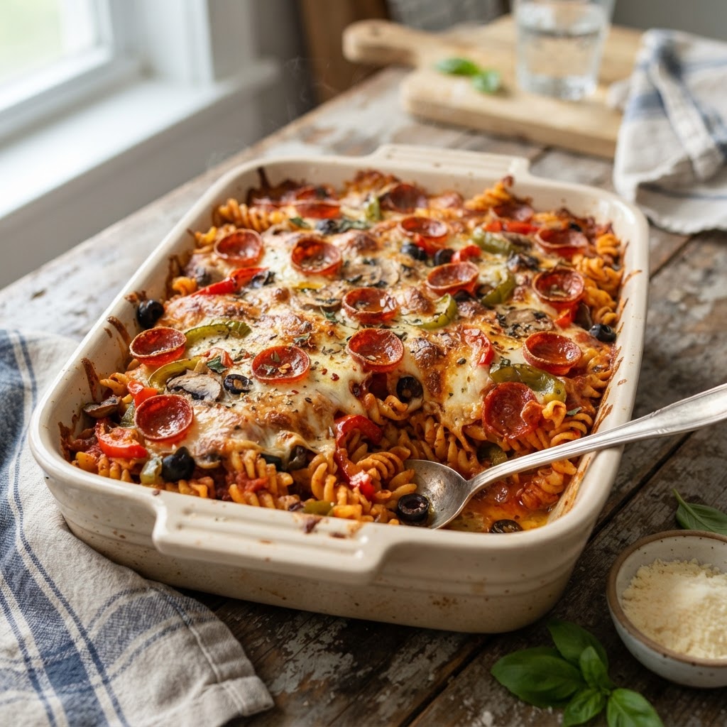 Pizza Pasta Bake with Pepperoni