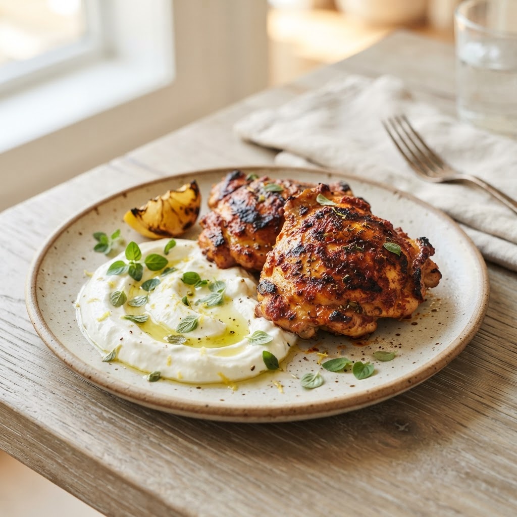 Smoky Harissa-Spiced Greek Chicken