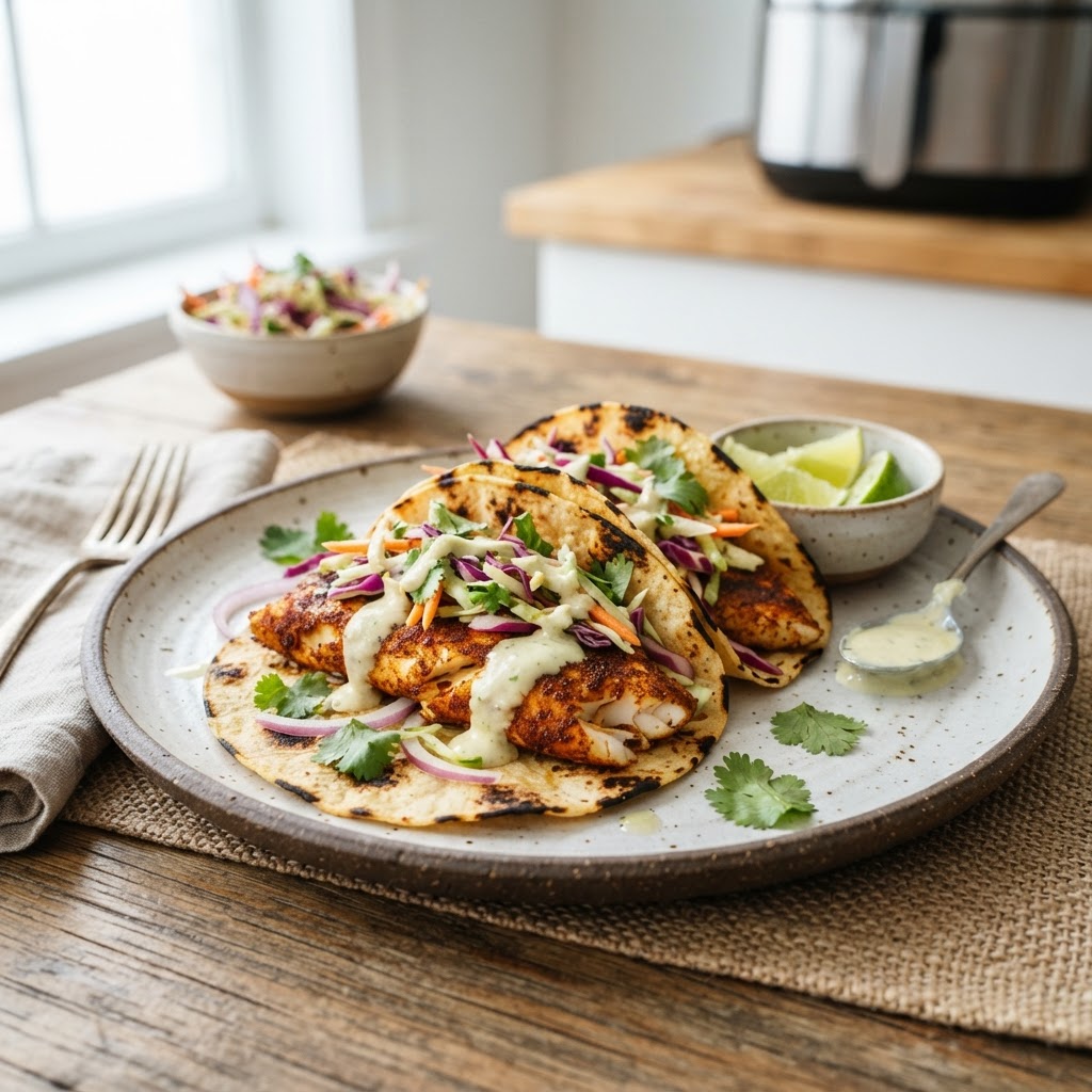 Air Fryer Cajun Fish Tacos