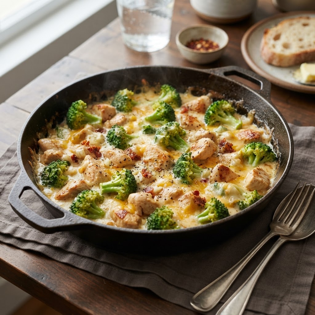 20-Minute Broccoli Cheddar Chicken Skillet