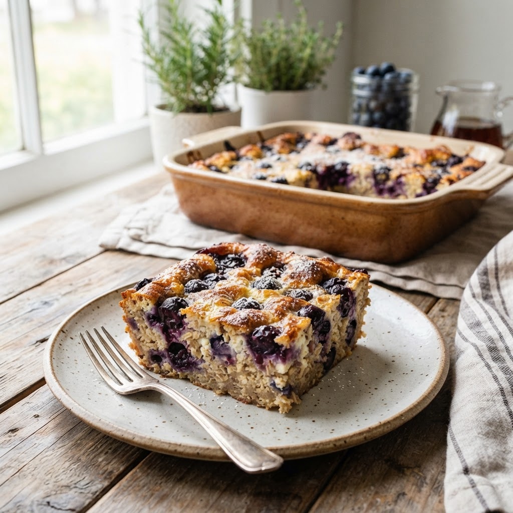 Blueberry Cottage Cheese Breakfast Bake