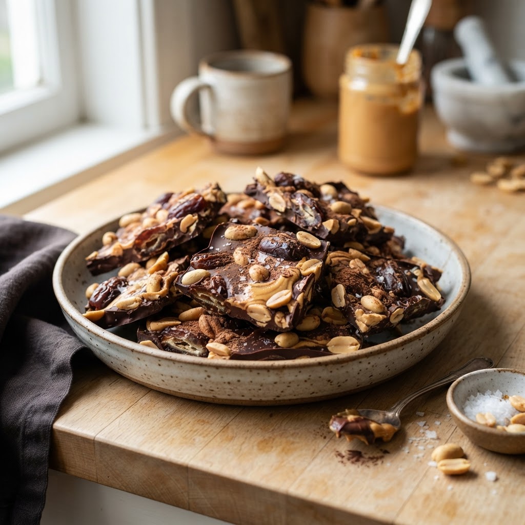 Chocolate Peanut Date Bark