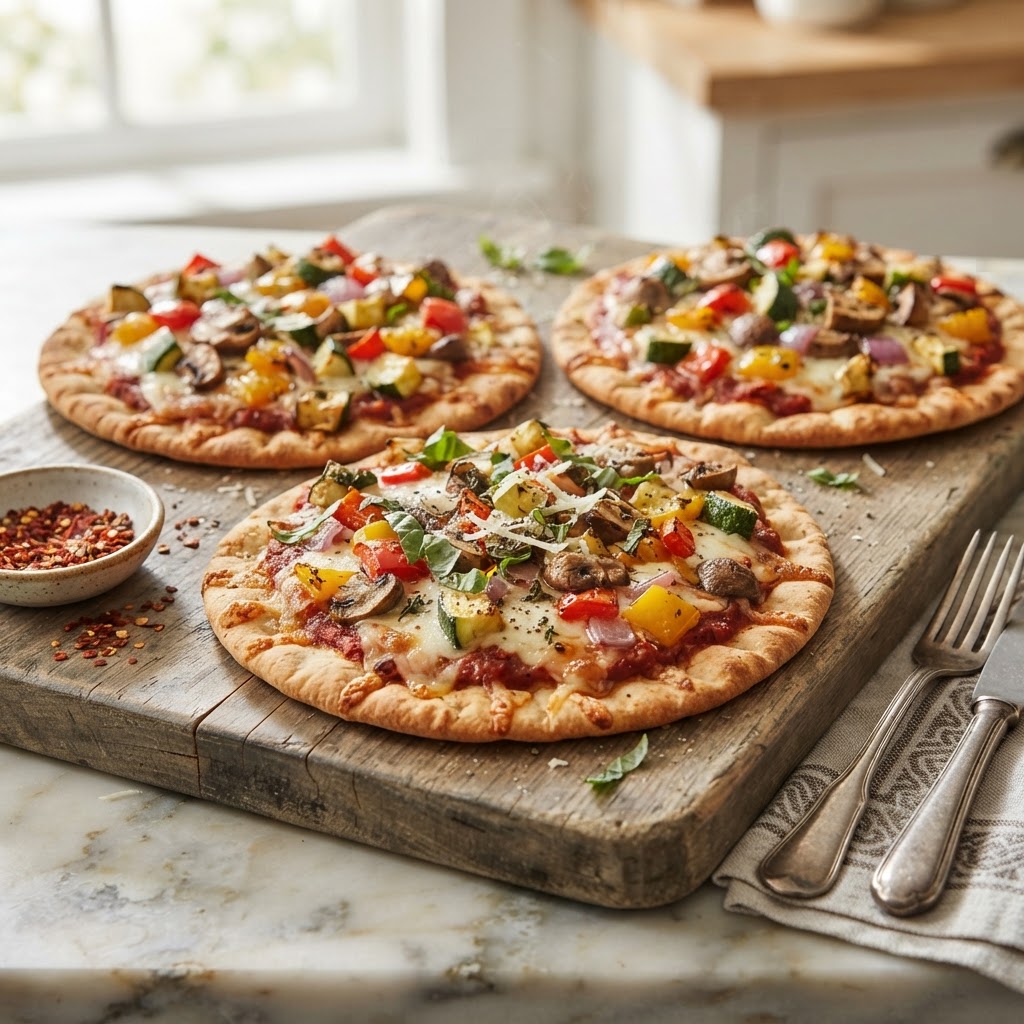 Pita Pizzas with Roasted Vegetables