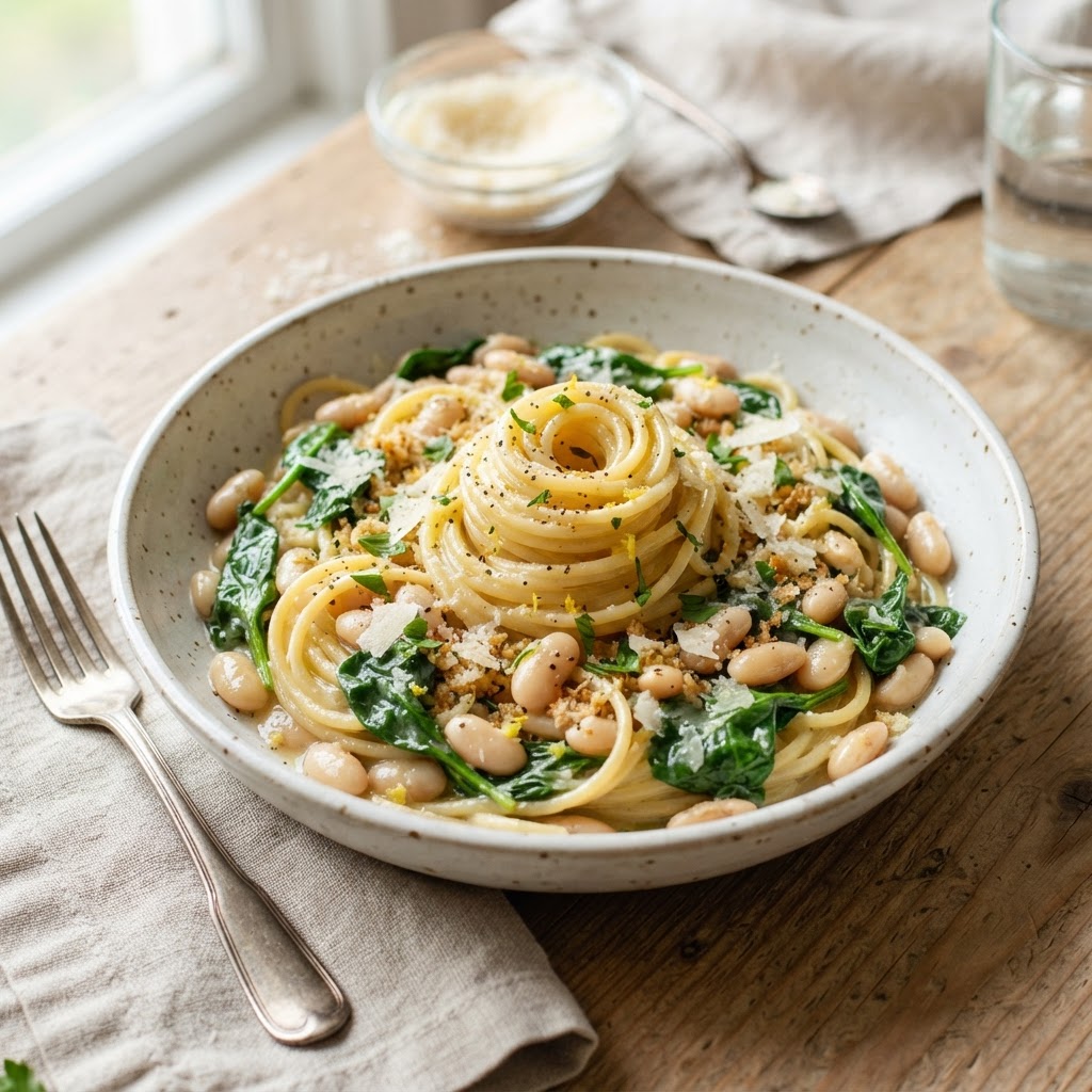 20-Minute Lemon White Bean Pasta