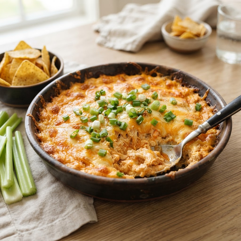 Creamy Buffalo Chicken Dip with Scallions