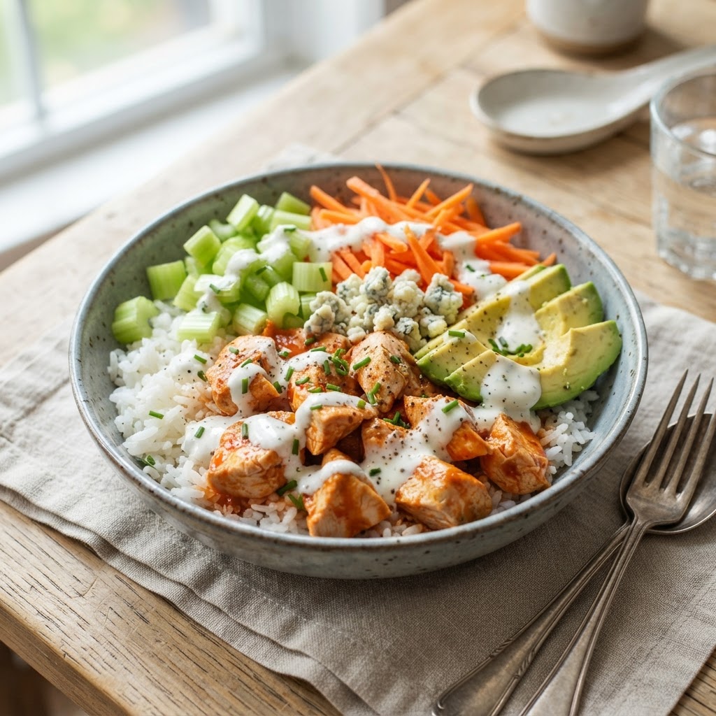 High-Protein Buffalo Chicken Bowls