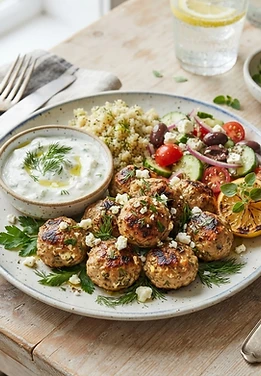 Greek Turkey Meatballs with Tzatziki