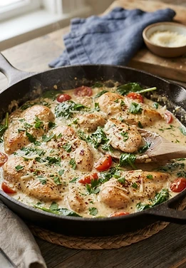 Creamy Garlic Chicken and Spinach Skillet