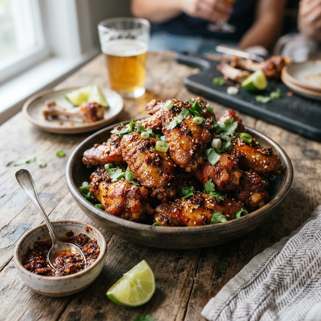 Chili Crisp Chicken Wings with Honey, Soy, and Lime